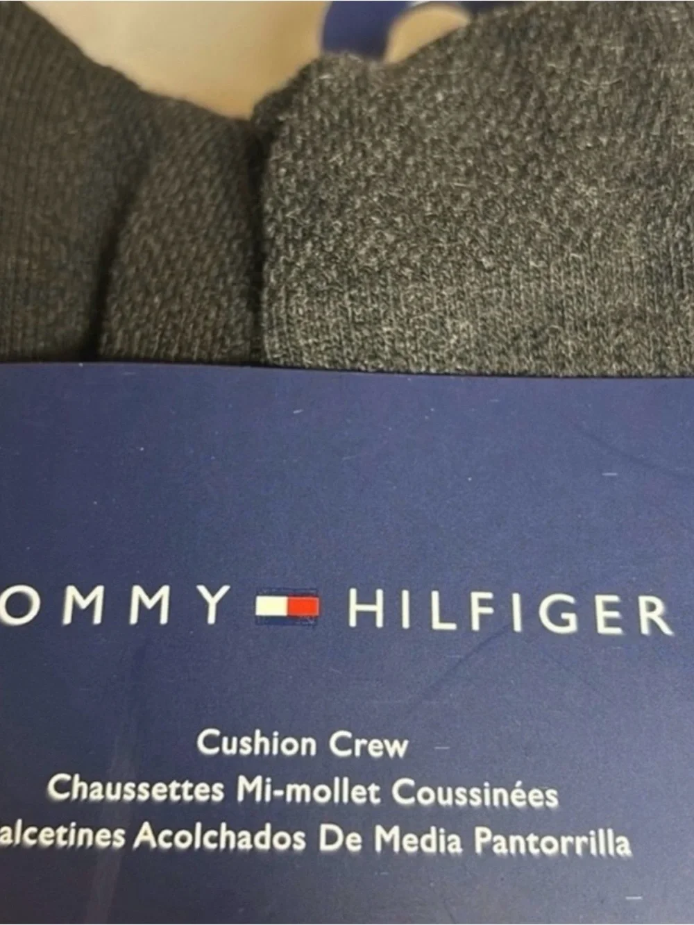 New Tommy Hilfiger Socks Men’s 5 Pairs Black & Gray Cushion Crew Socks Casual